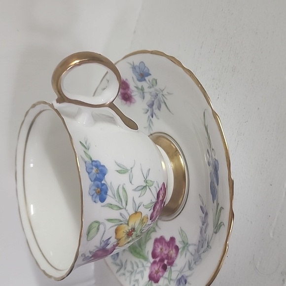 Handpainted Teacup Flowers Yellow, Pink, Blue Delphine Bone China Made in Englan - Picture 8 of 8